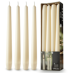 Rambue 10" Ivory Taper Candles, 8 Pack Unscented Ivory Candlesticks for Weddings and Home Decor, 8h Burn Time