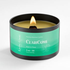 Claricomb Pure Beeswax Candle Tin – 30+ Hours Long Burning Classically Designed Non-Toxic Scented Candles for Home Decor and Aromatherapy to Stress
