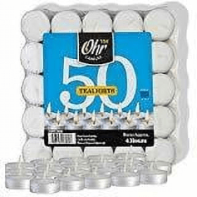 Ohr Tea Light Candles - 50 Bulk Pack - White Unscented Travel, Centerpiece, De..